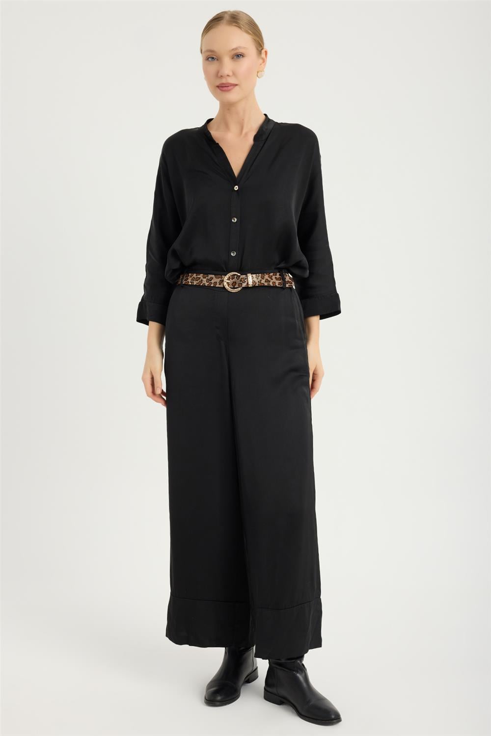 Taşlı Leo Desenli Kemer