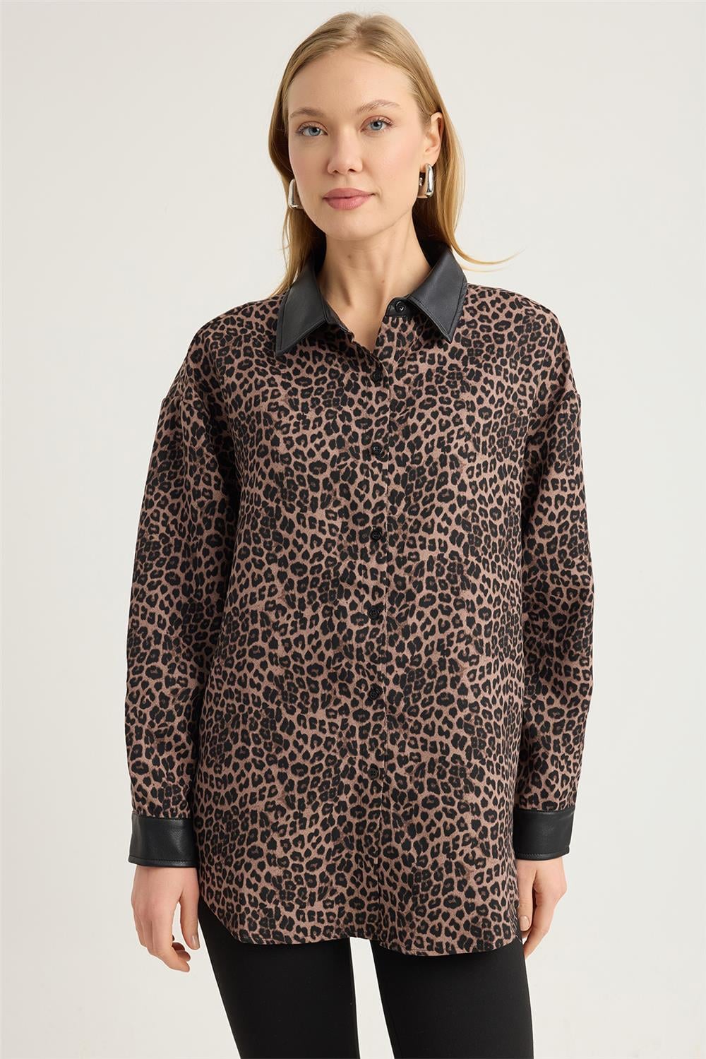 Leopar Desen Gömlek