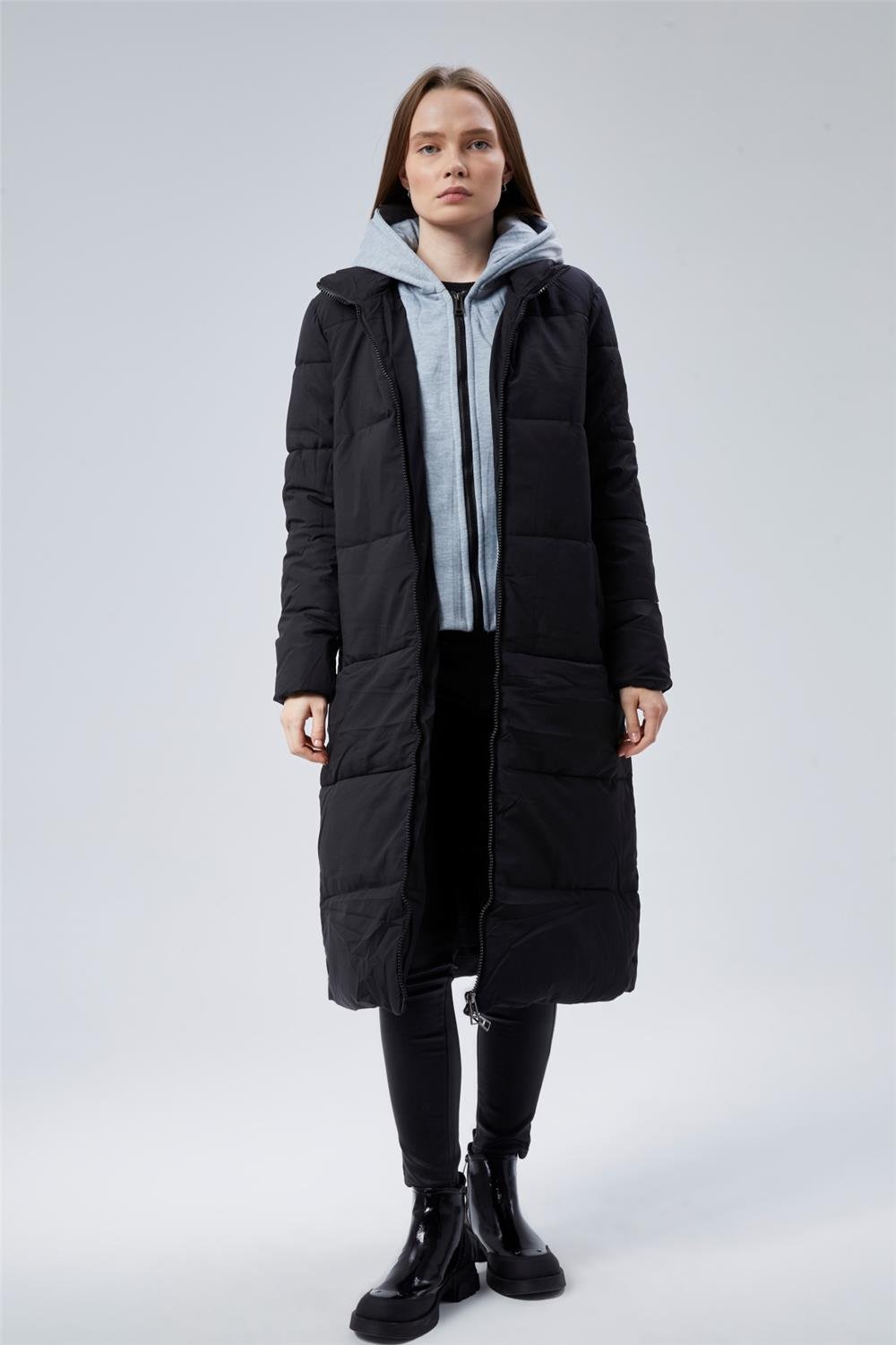 Penye Kapşonlu Palto