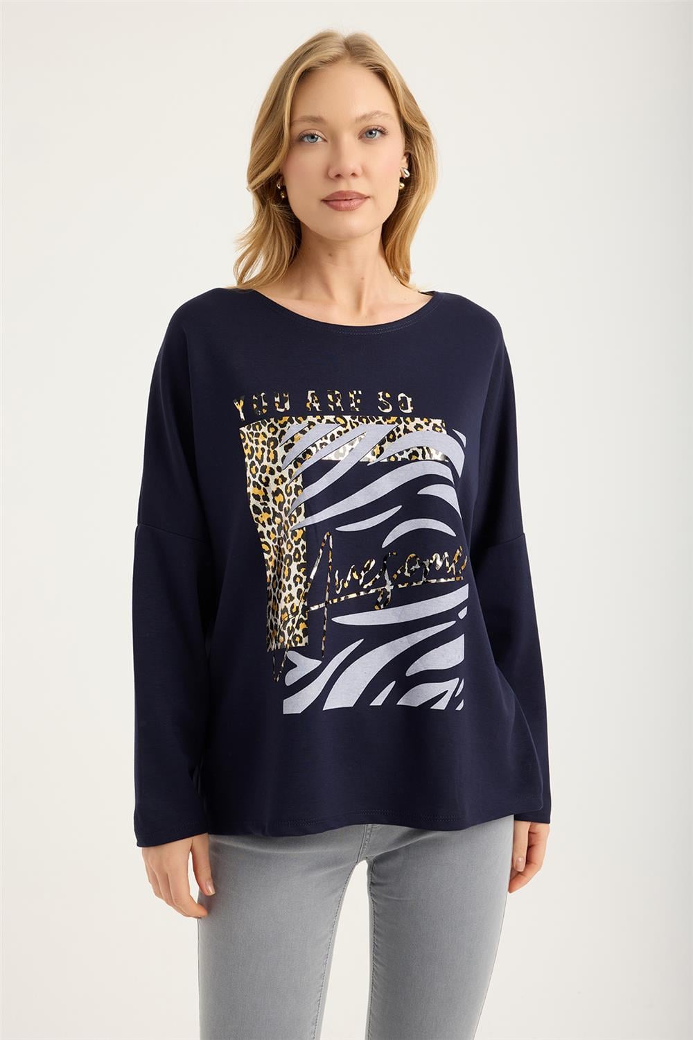 Yaldızlı Leoparlı Bluz