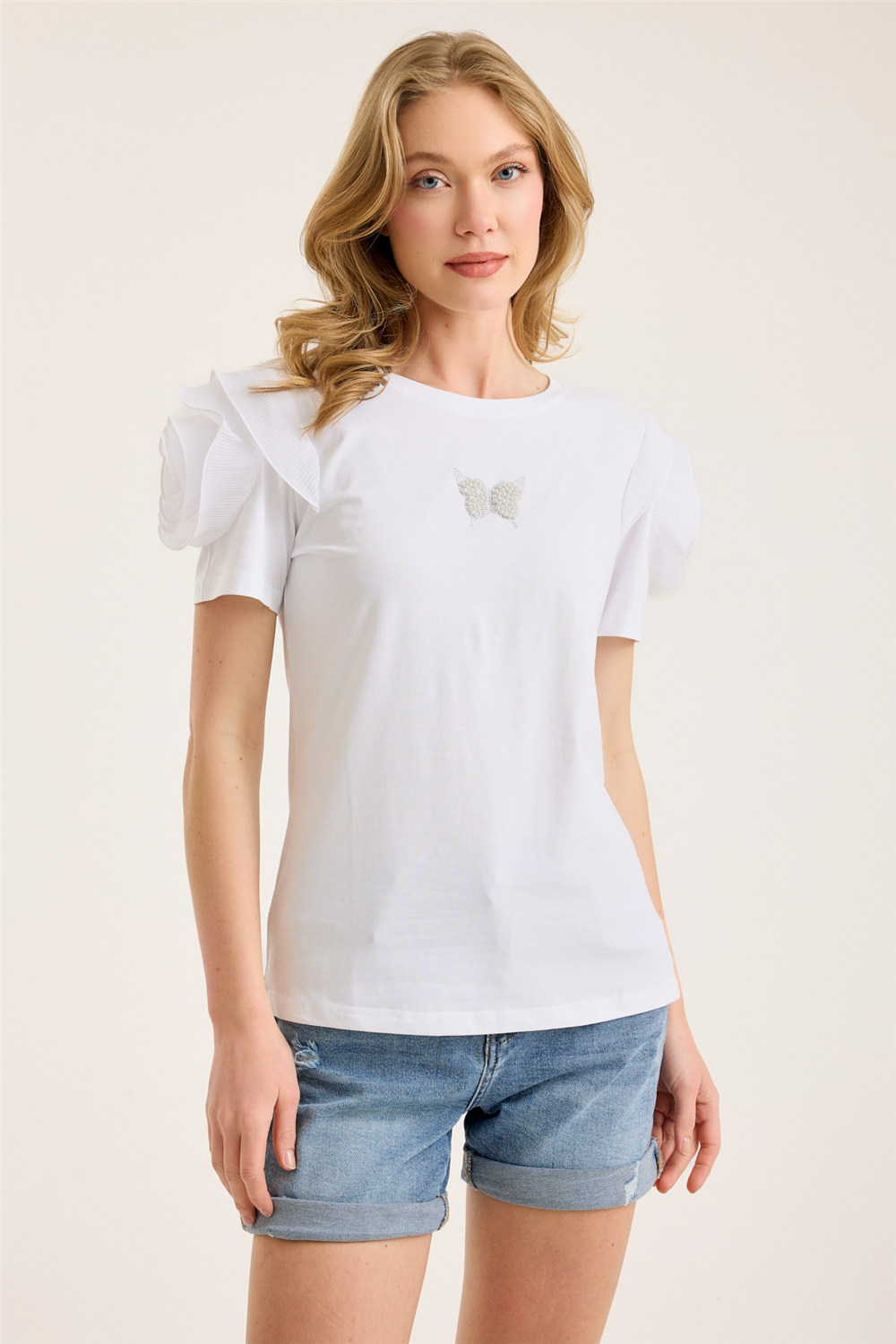 İnci Kelebekli Tshirt