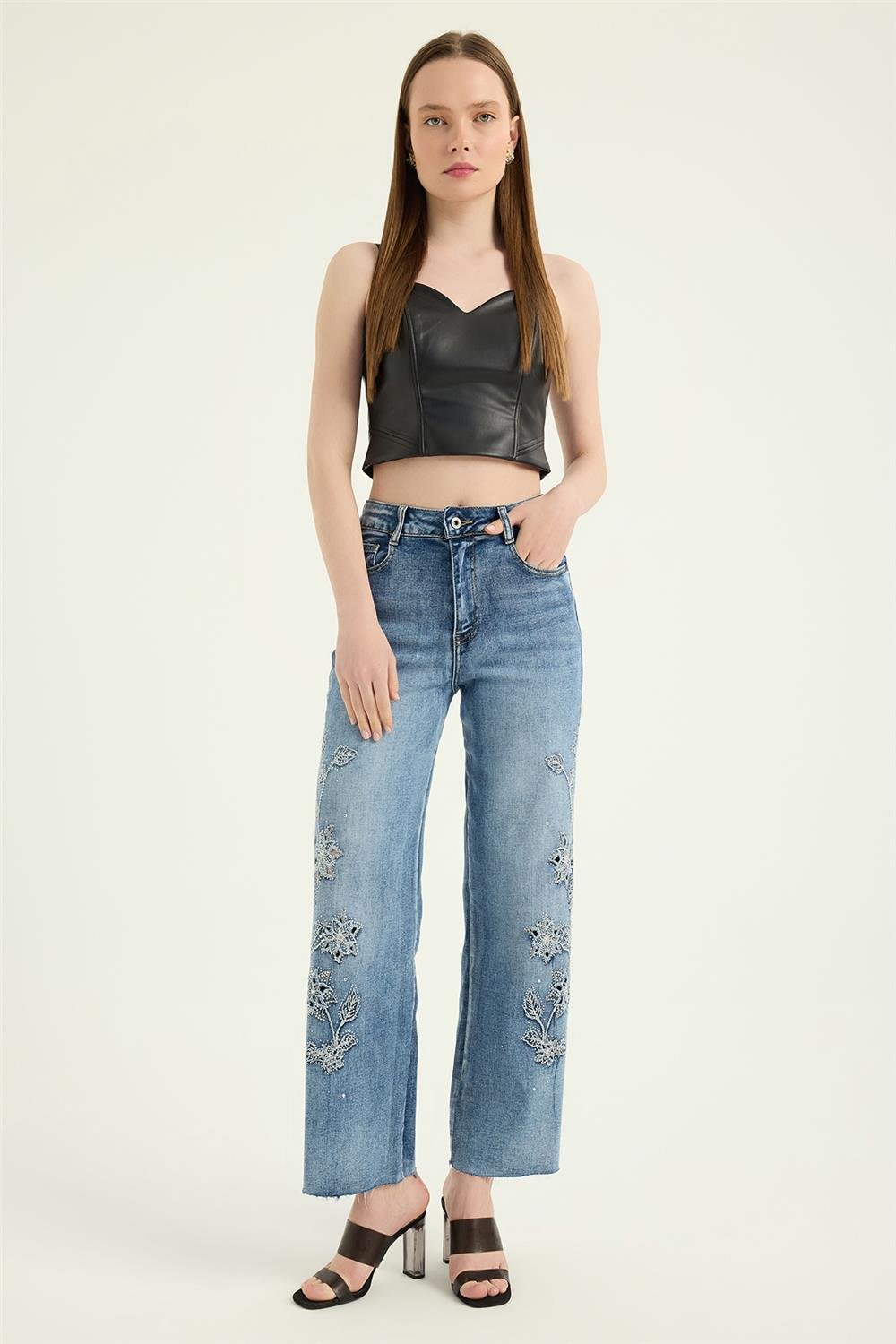 Taşlı Jean Pantolon