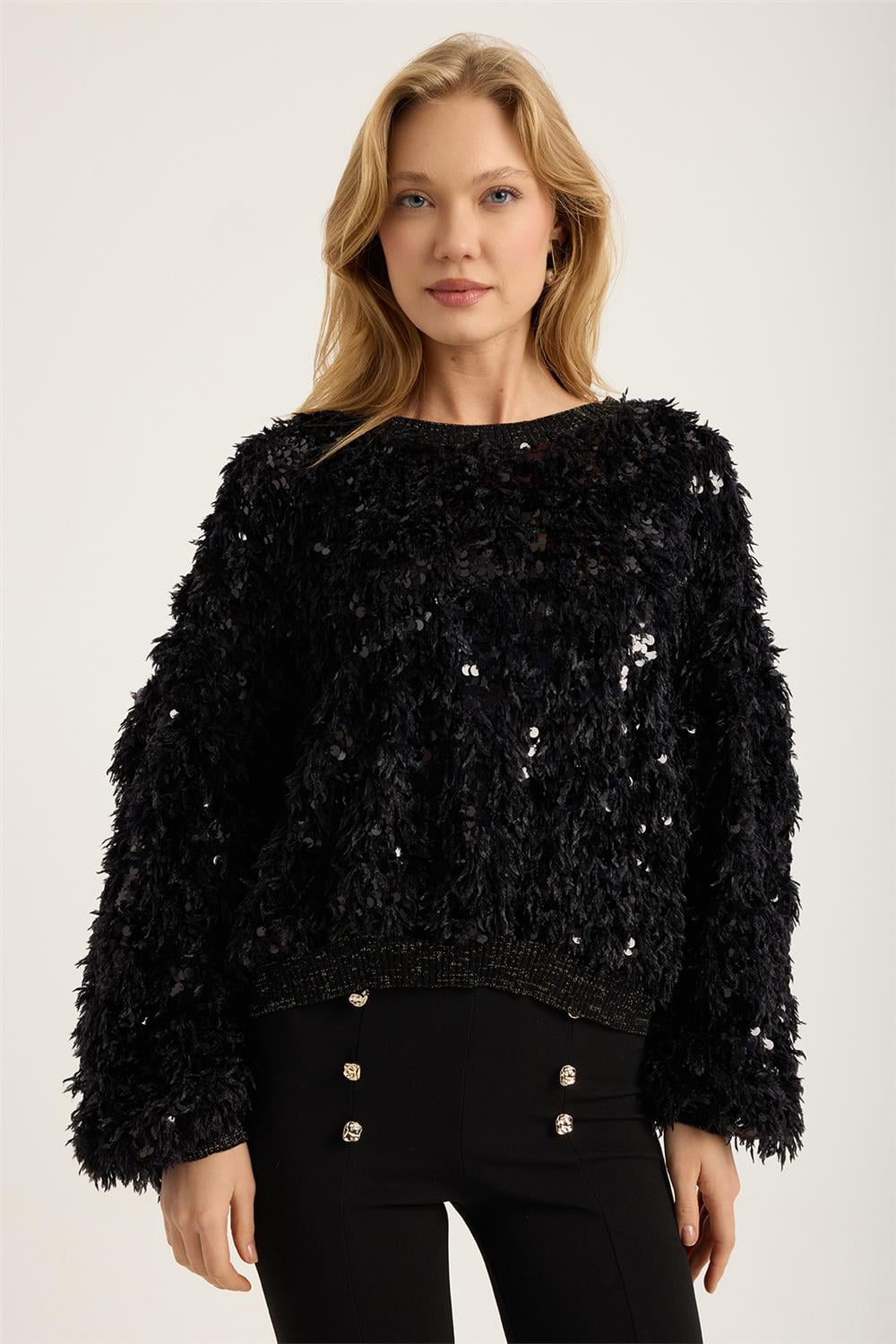 Sakallı Pul Payetli Sweat