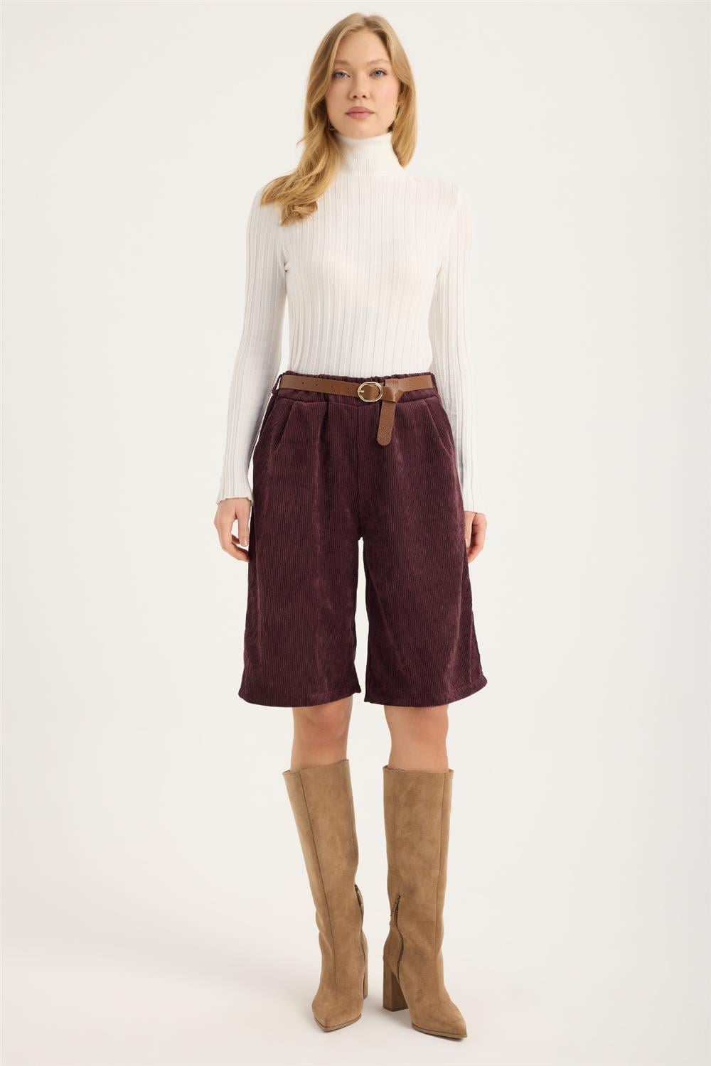 Fitilli Kadife Şort