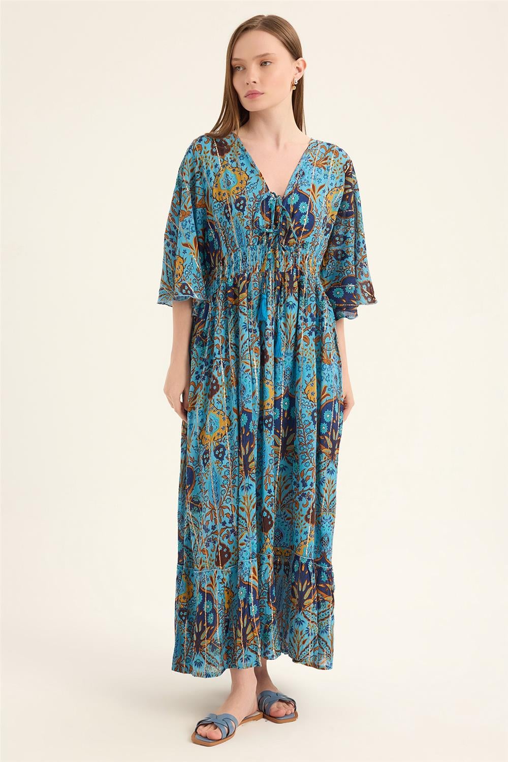 Simli Desenli Elbise