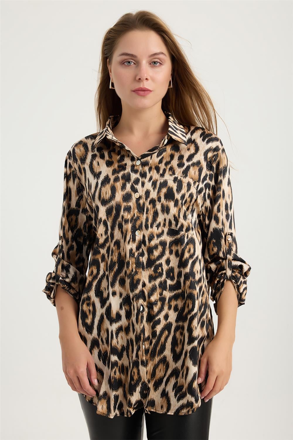Leopar Desenli Gömlek