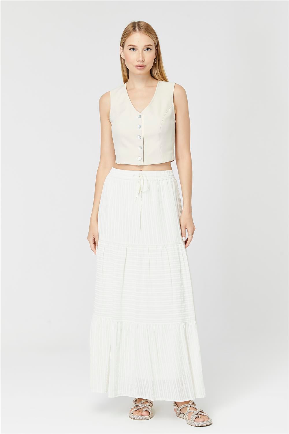 Çizgili 3 Parça Etek