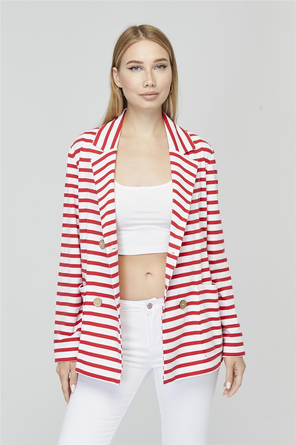 Çizgili Penye Ceket