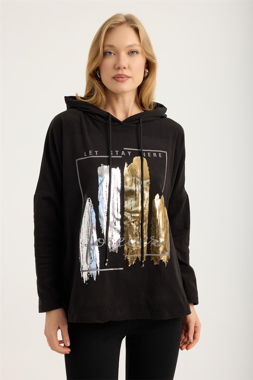 Yaldızlı Pano Desenli Sweat