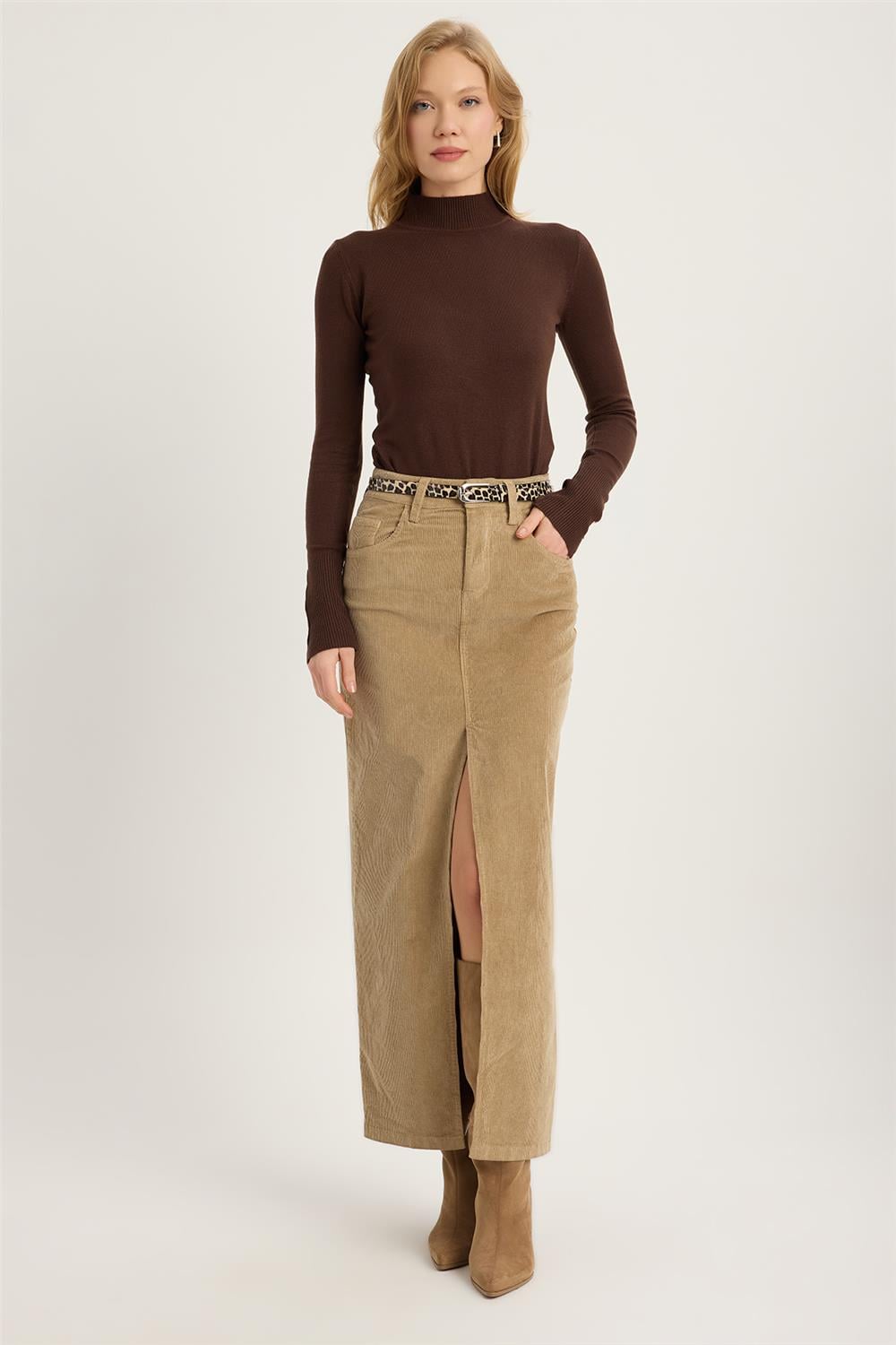 Fitilli Kadife Uzun Etek