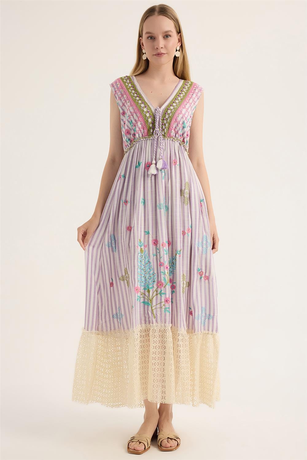 Çizgili Uzun Elbise