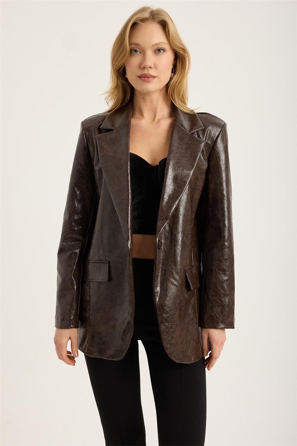 Sderi Çatlak Desenli 2 Cep Ceket