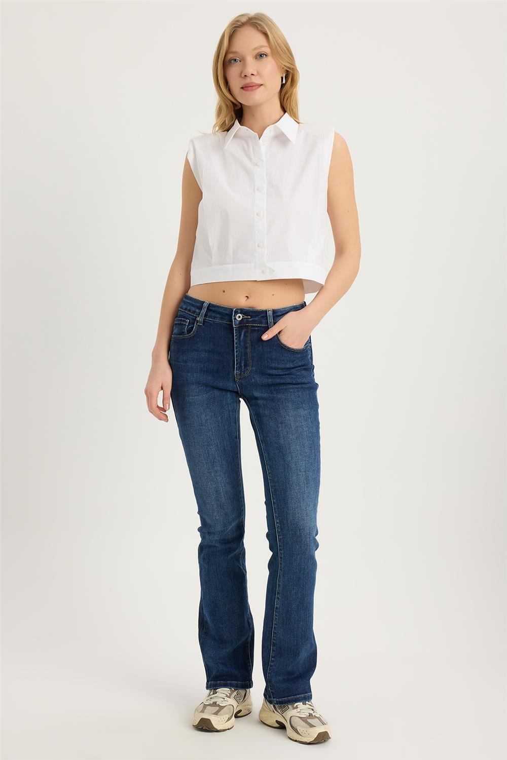 Çizgi Taşlama Jean Pantolon