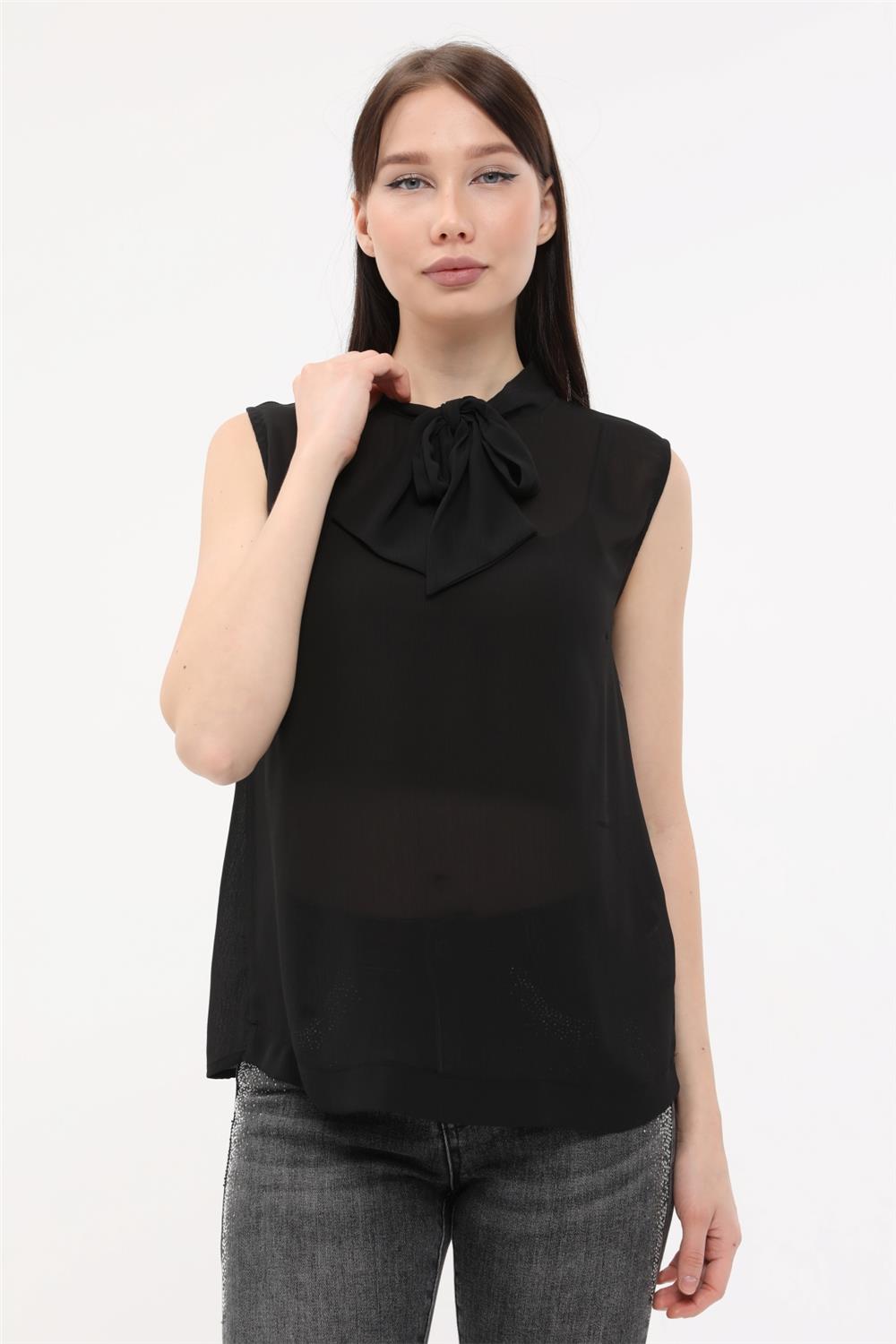 Fiyon Bağcıklı Bluz