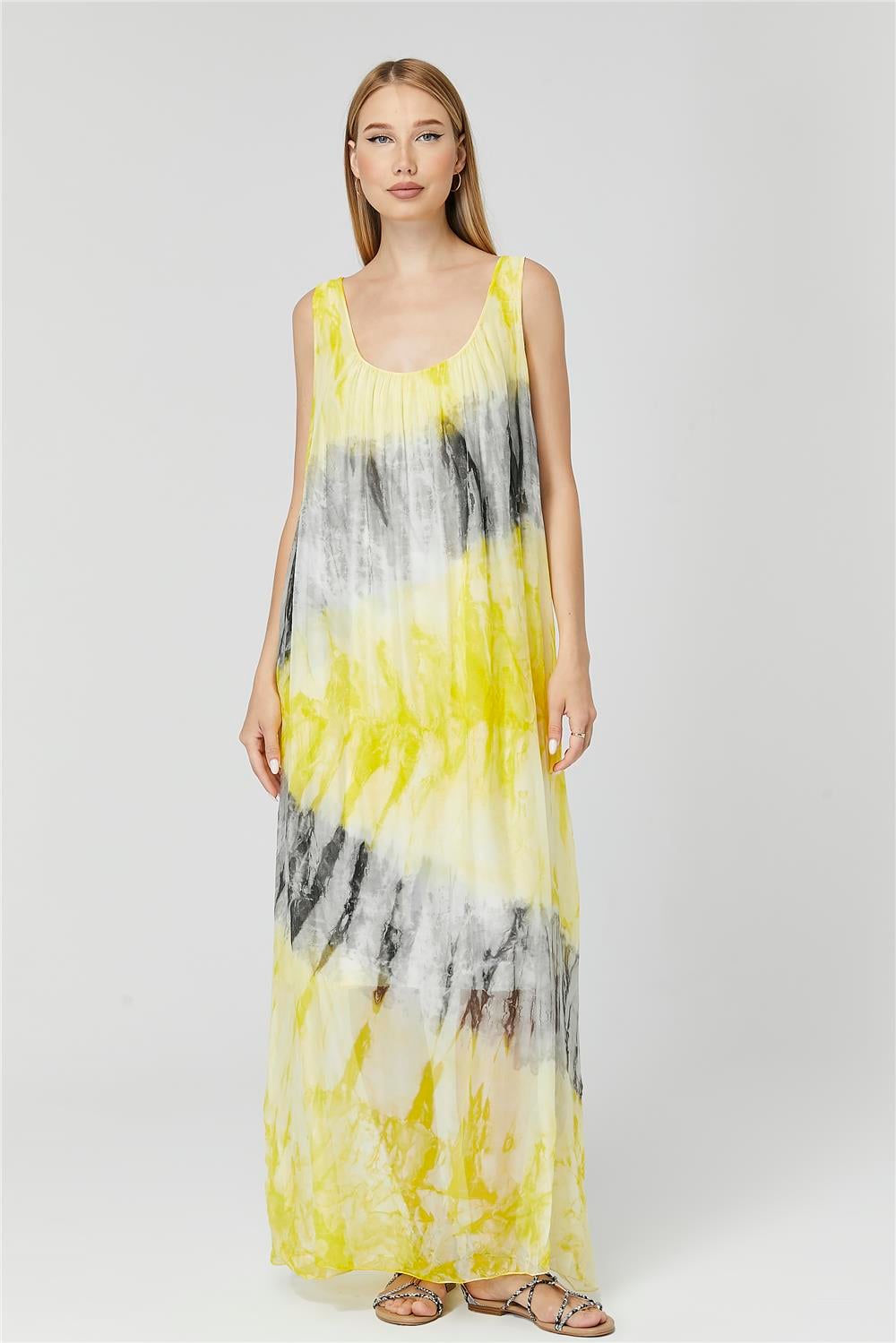 İpek Degrade Kalın Askı Elbise