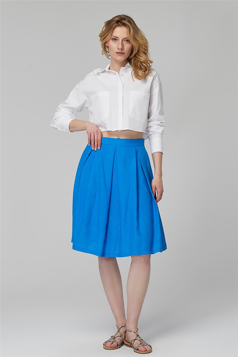 Pileli Diz Boyu Etek