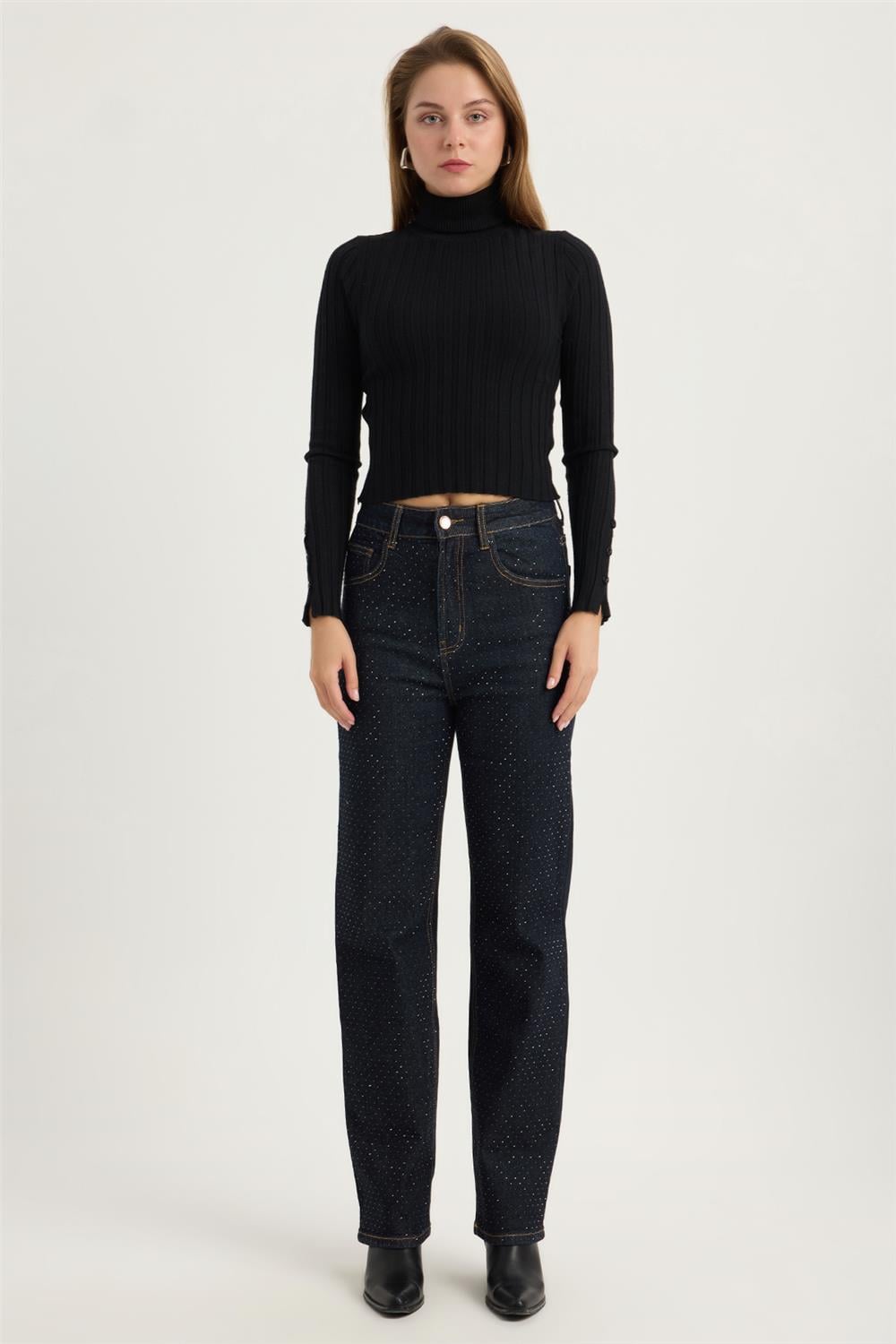 Sepme Taşlı Jean Pantolon
