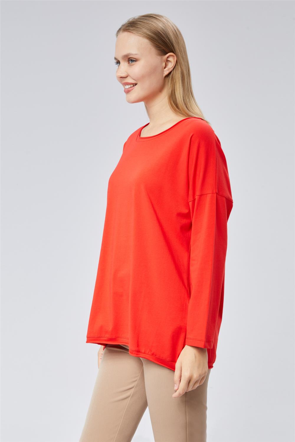 Geniş Kesim Yuv Yaka Tshirt · 2