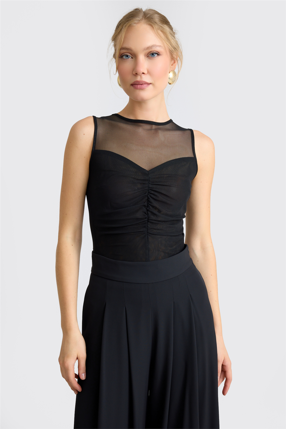 Büzgülü Tül Body