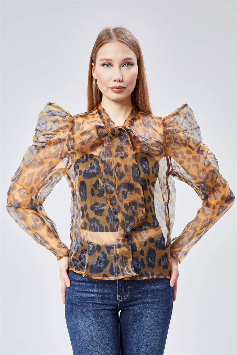 Leopar Desenli Gömlek