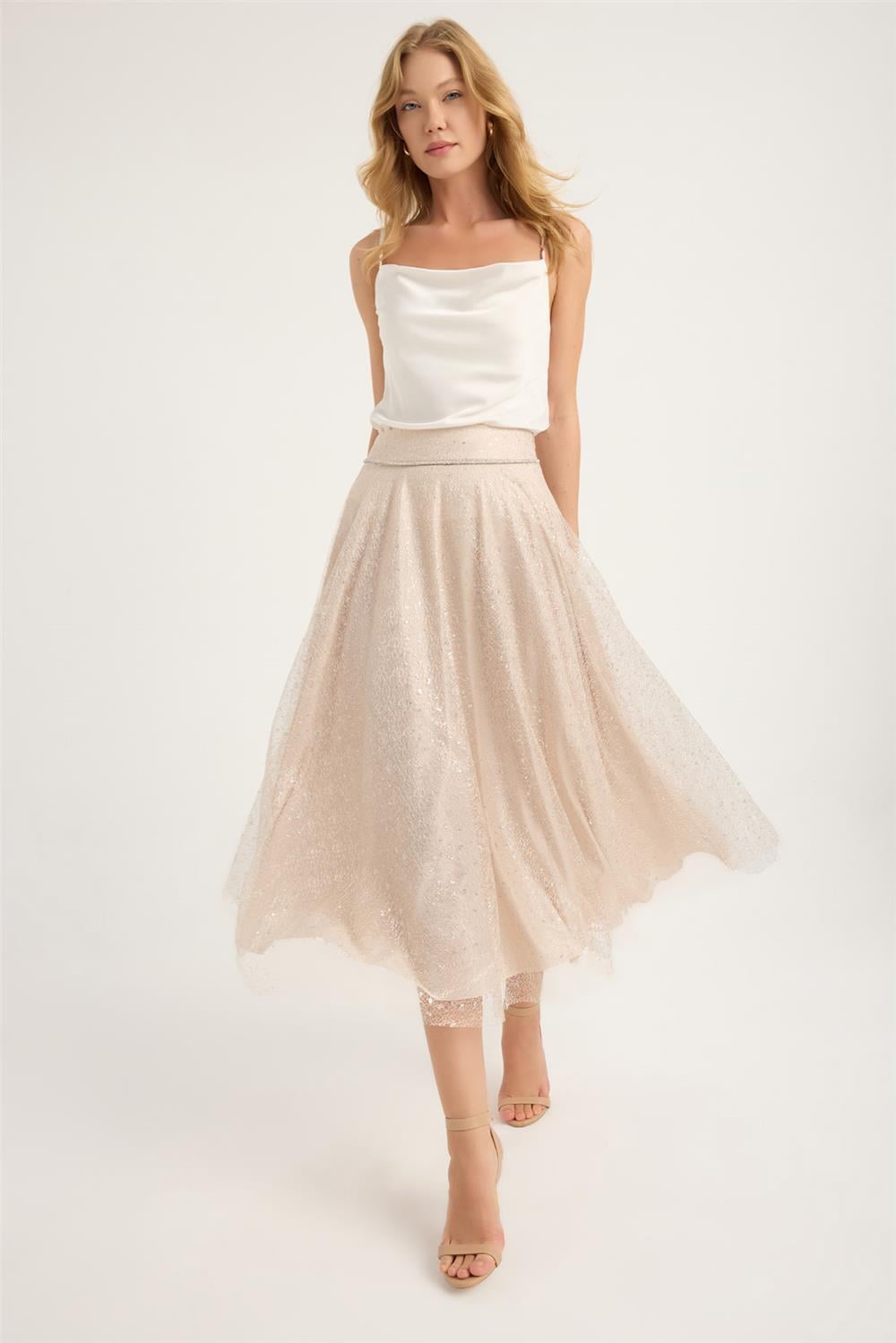 Dantel Simli Biye Şeritli Etek