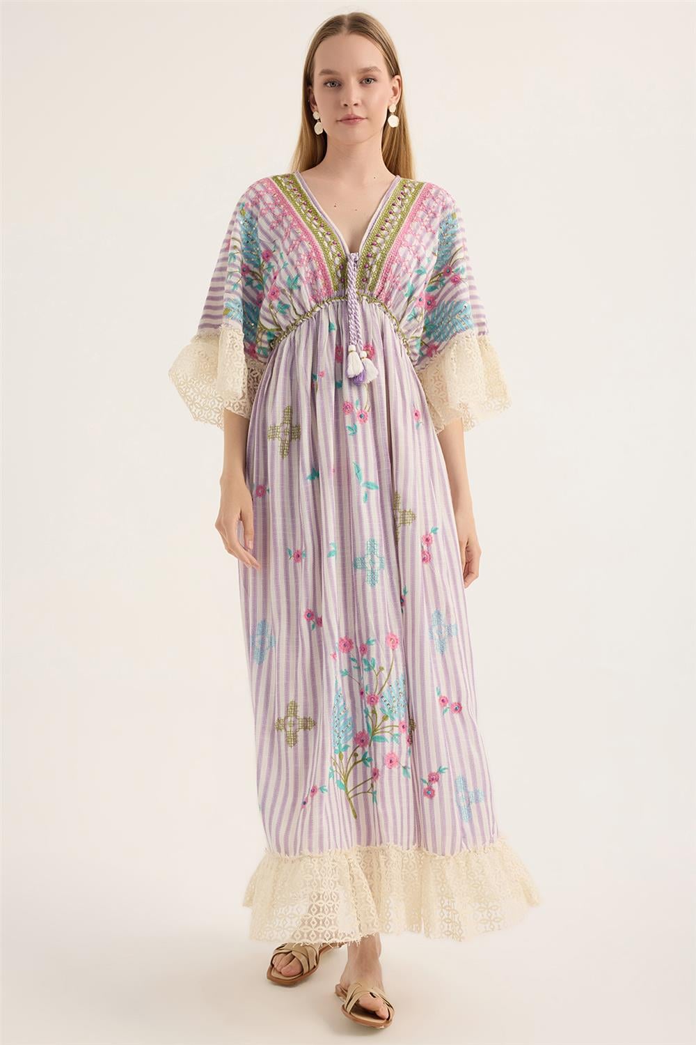 Çizgili Uzun Elbise