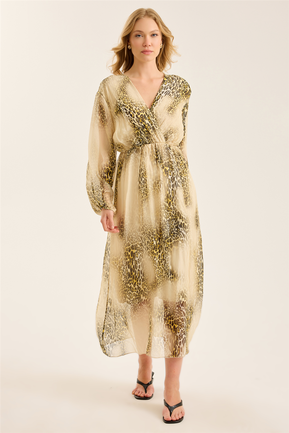 İpek Leopar Desenli Anv Elbise