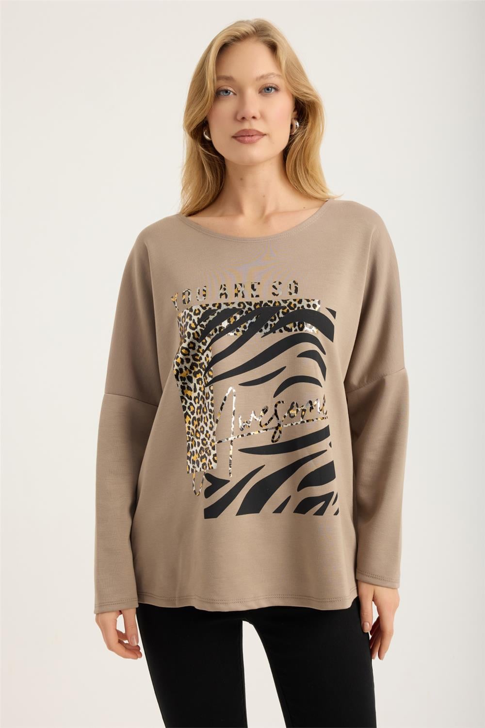 Yaldızlı Leoparlı Bluz