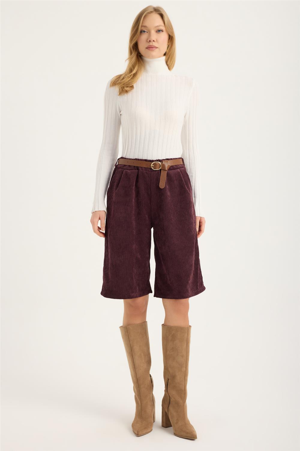 Fitilli Kadife Şort