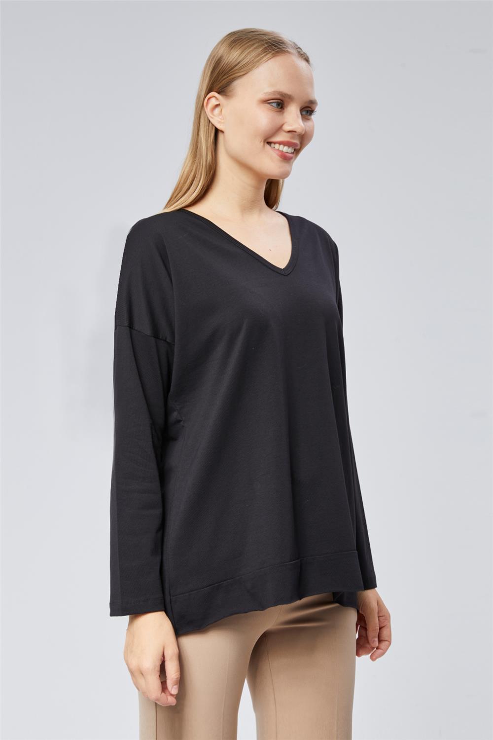 Geniş Kesim V Yaka Tshirt · 3