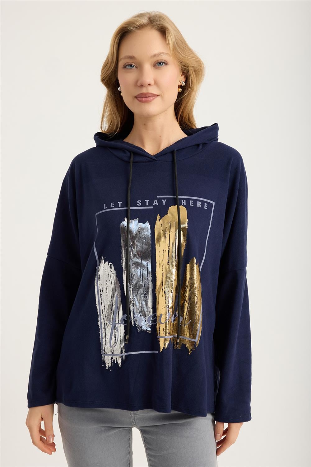 Yaldızlı Pano Desenli Sweat
