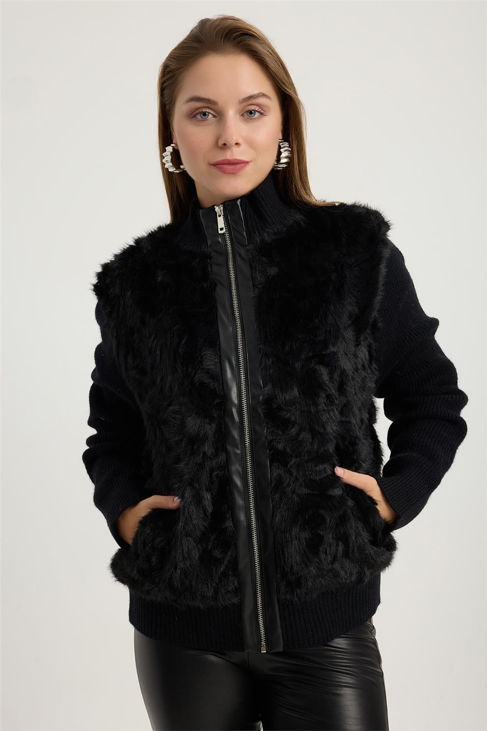 Peluş Kollar Triko Mont