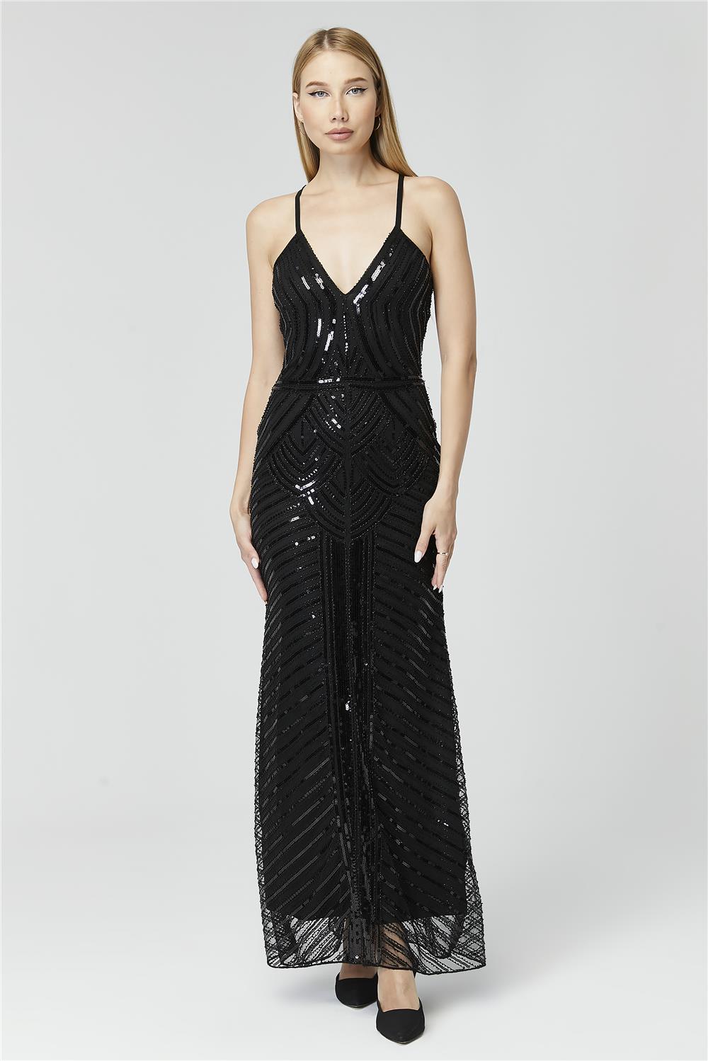 Abiye Payet Motifli Elbise