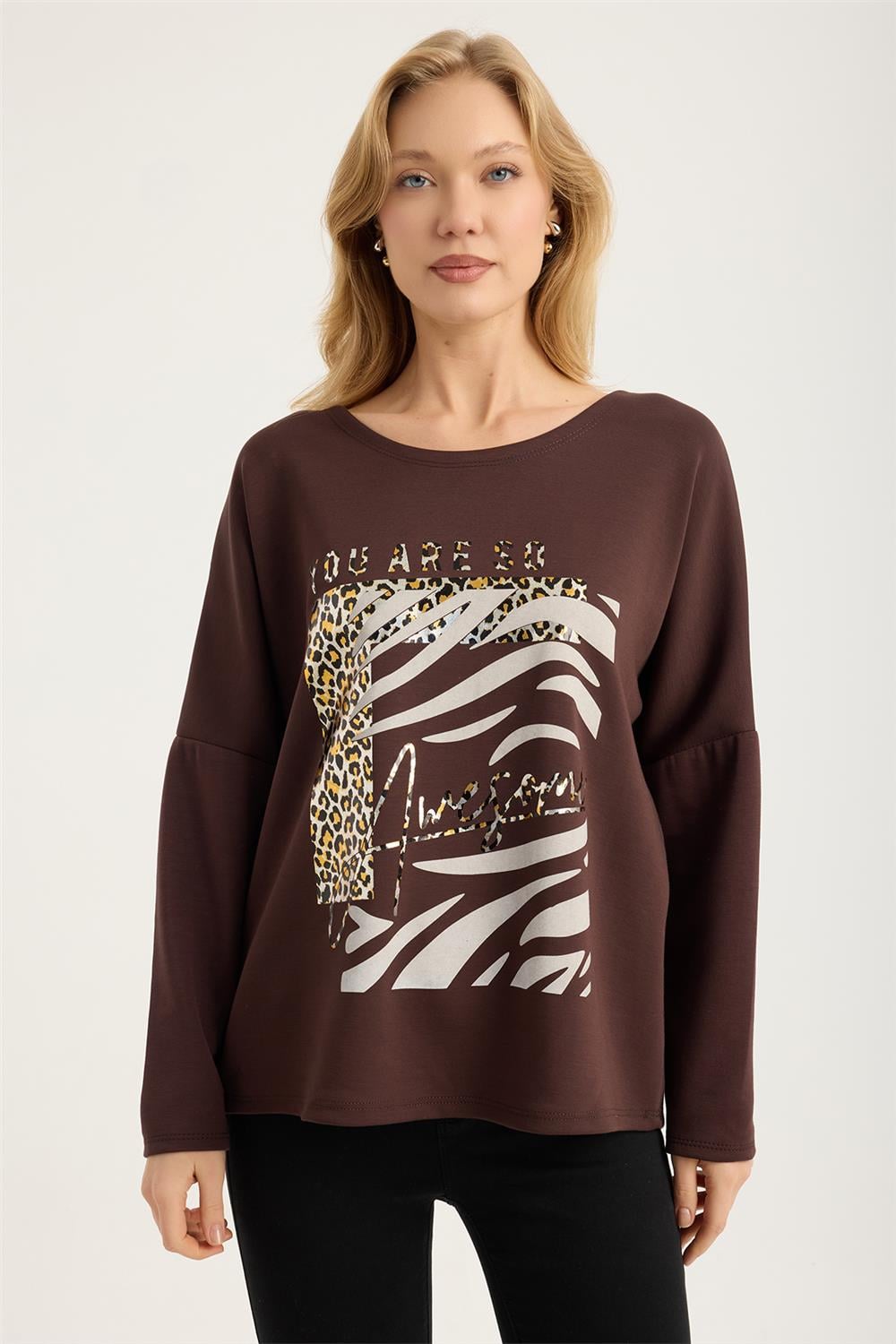 Yaldızlı Leoparlı Bluz
