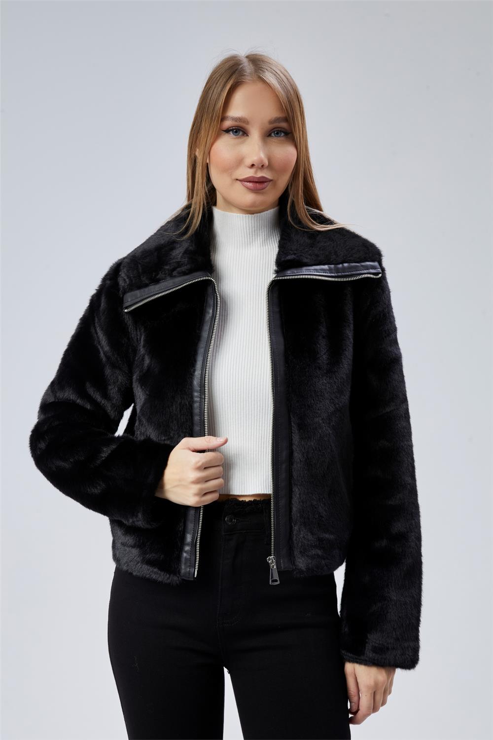 Kürk Fermuarlı Mont