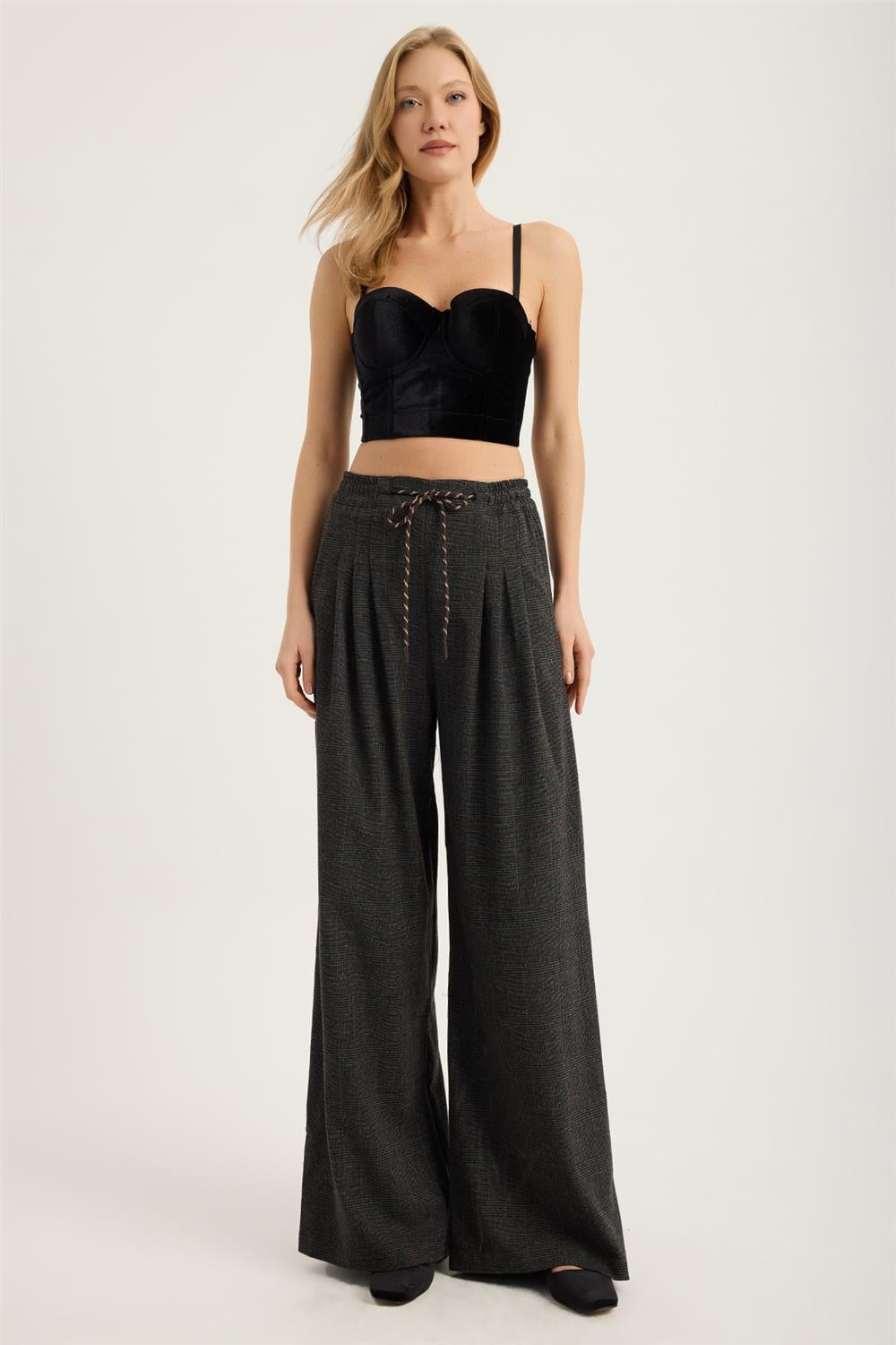 Ekose Bel Last Pantolon