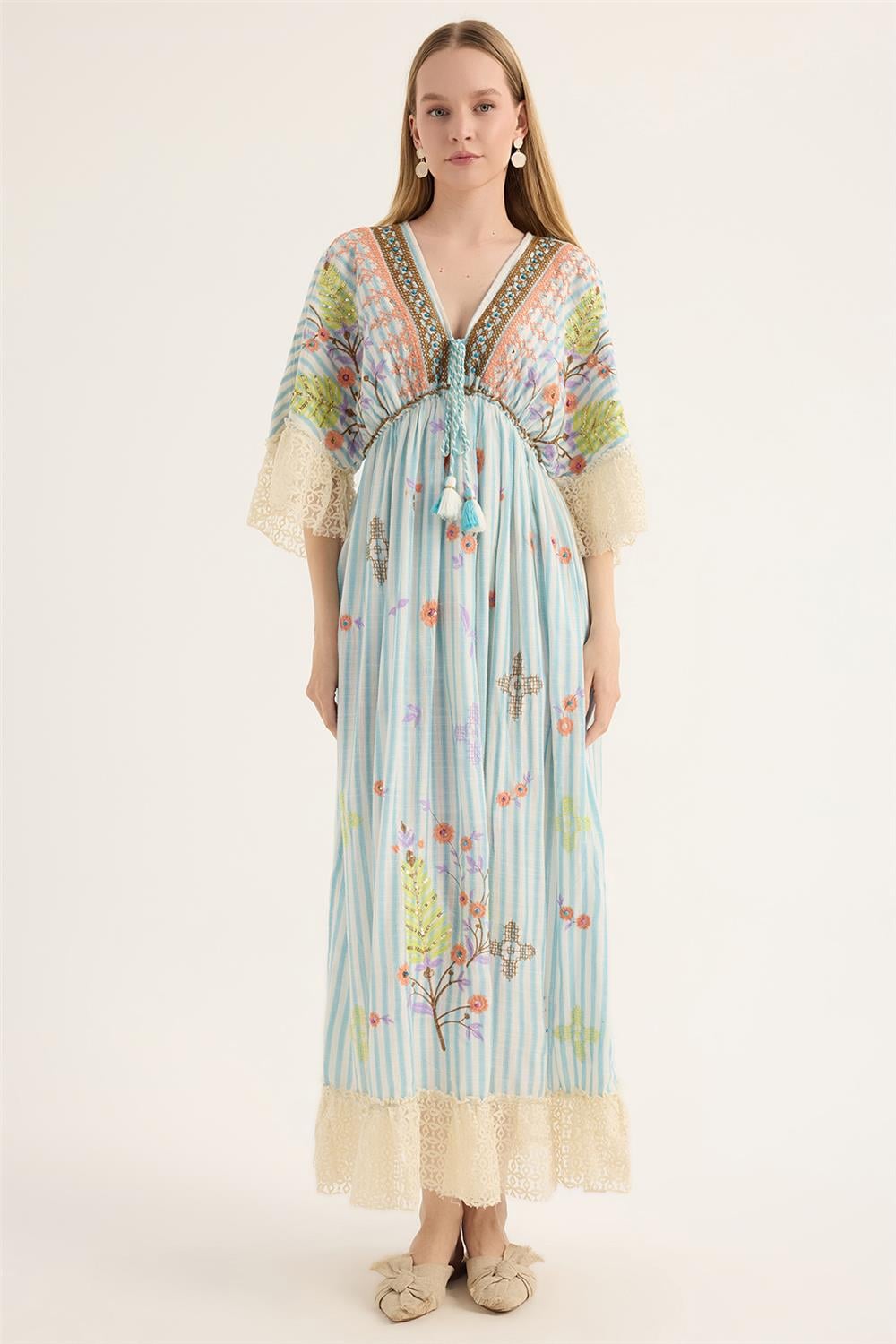 Çizgili Uzun Elbise