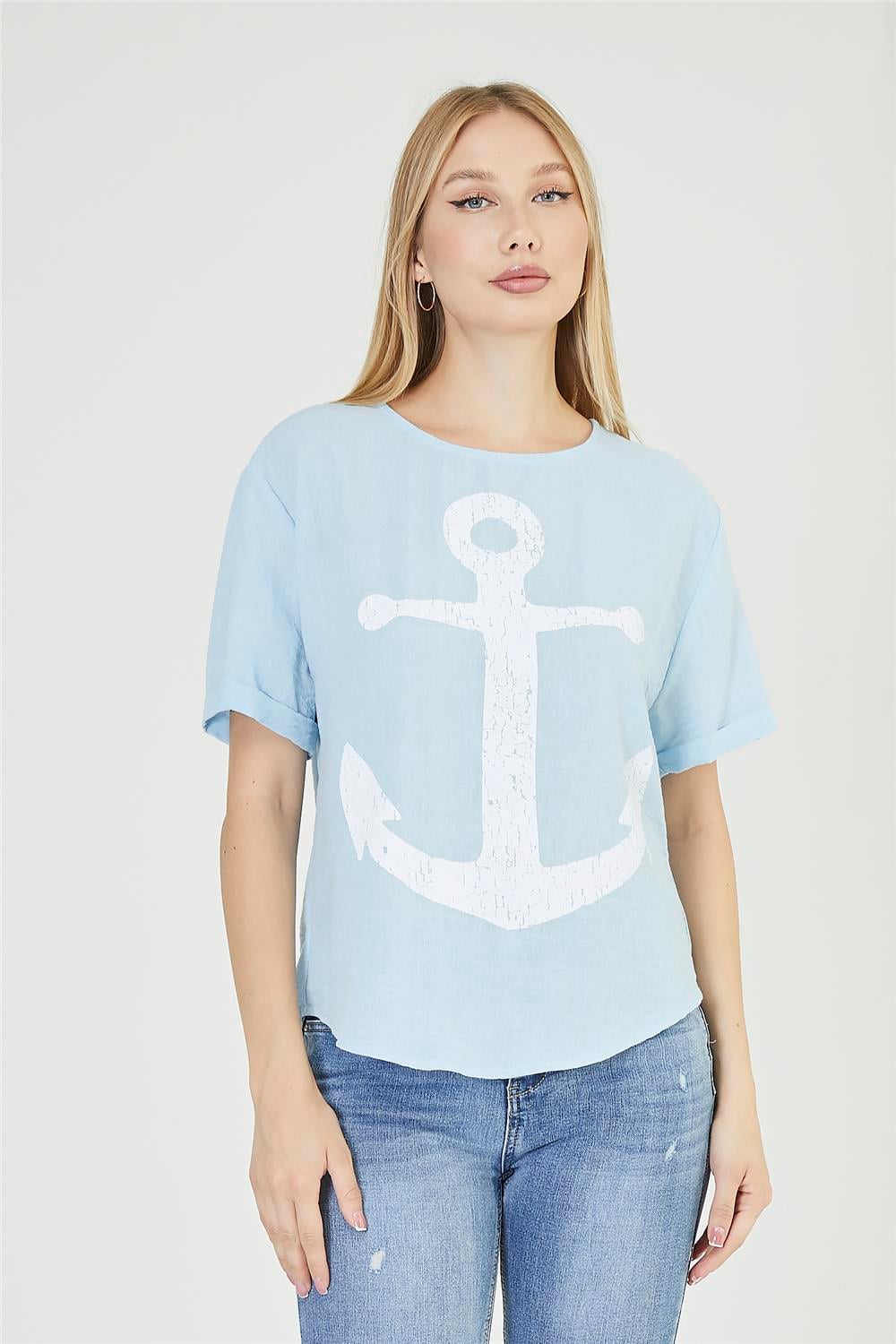 Çıpa Baskılı Bluz