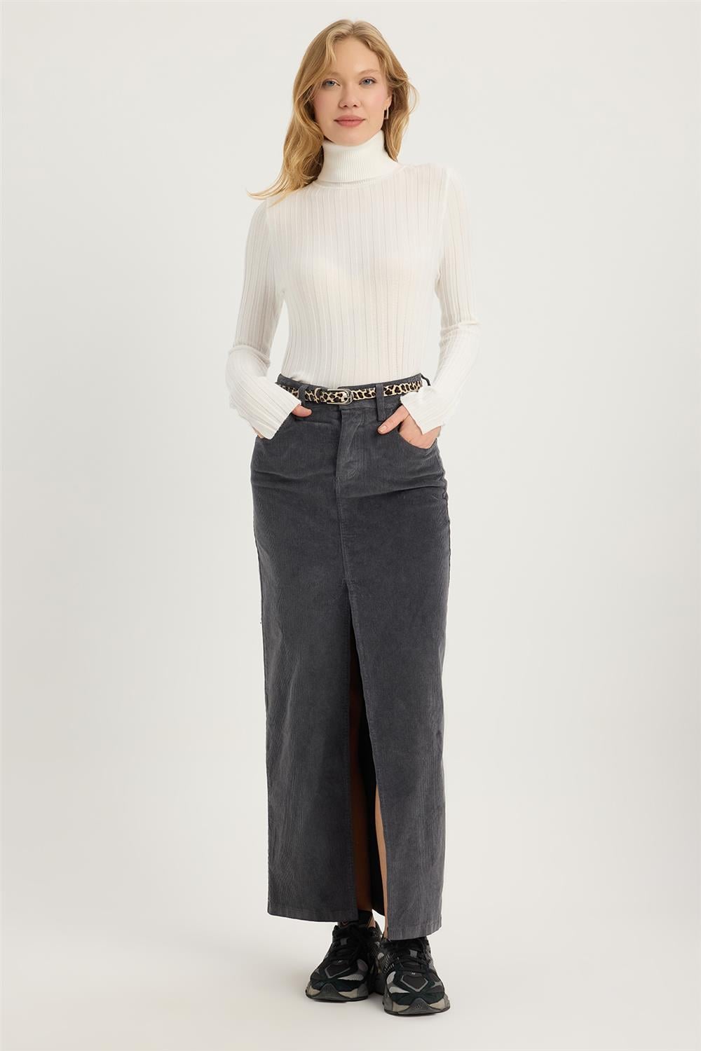 Fitilli Kadife Uzun Etek