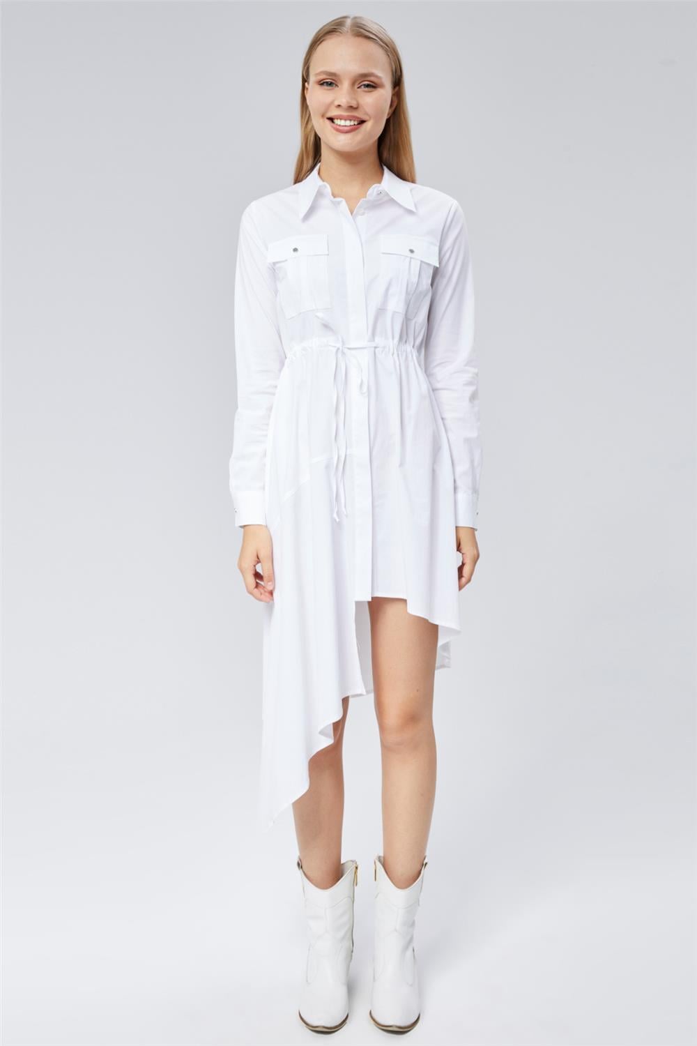 Gömlek Yaka Verev Kesim Tunik