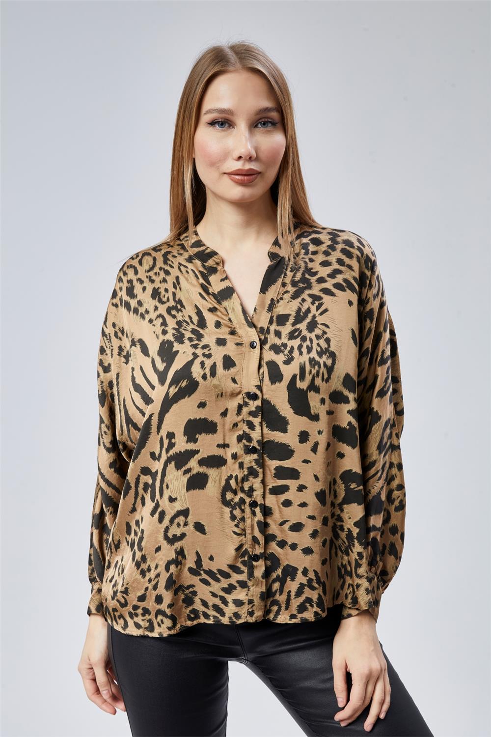 Leopar Desenli Gömlek