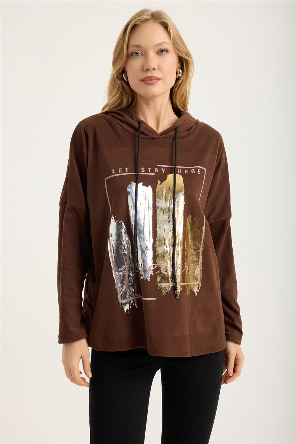 Yaldızlı Pano Desenli Sweat