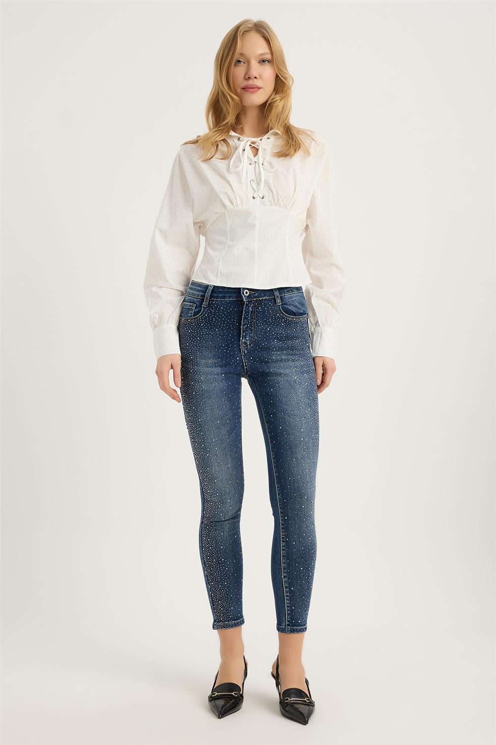 Sepme Taşlı Jean Pantolon