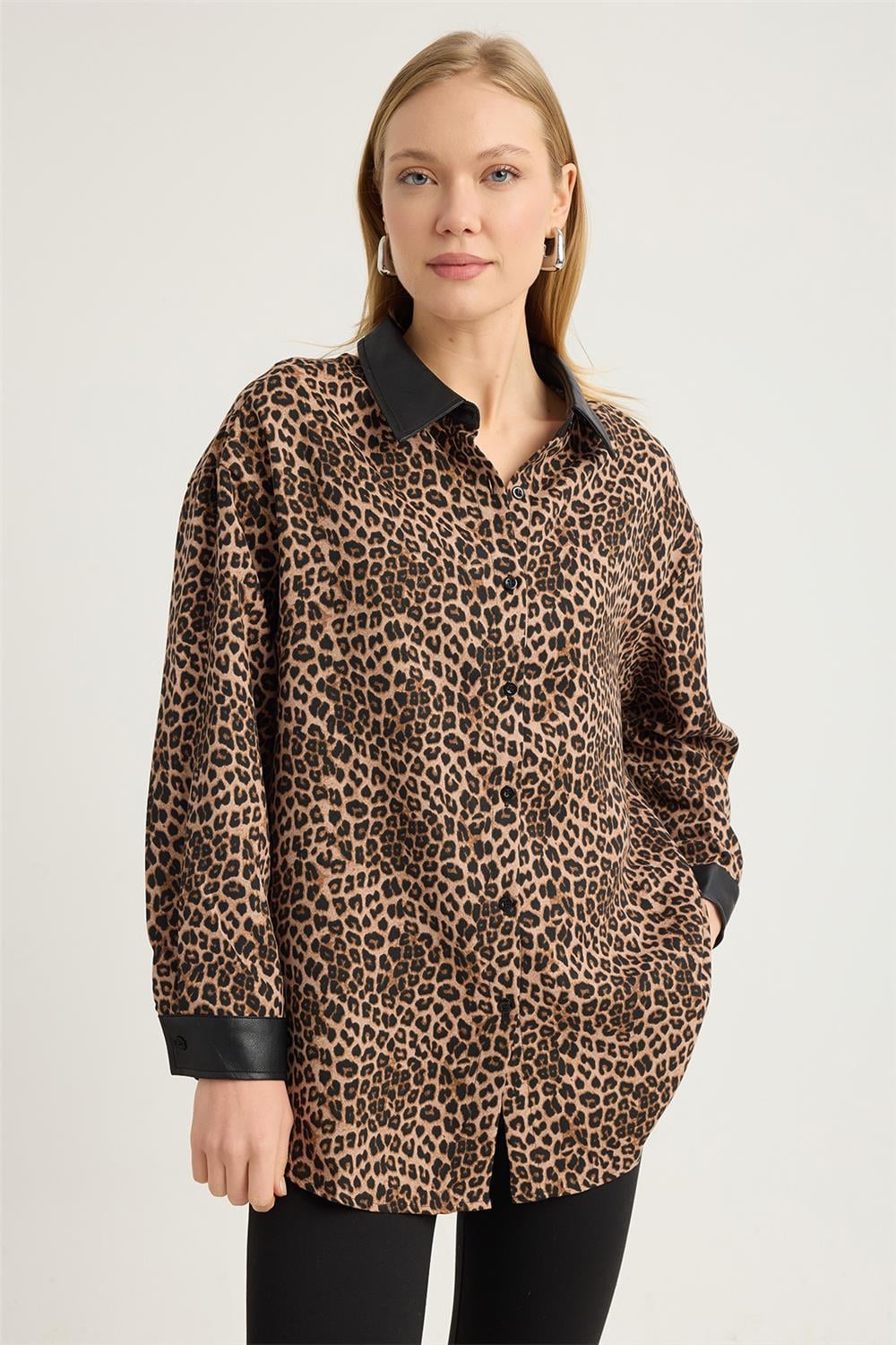 Leopar Desen Gömlek
