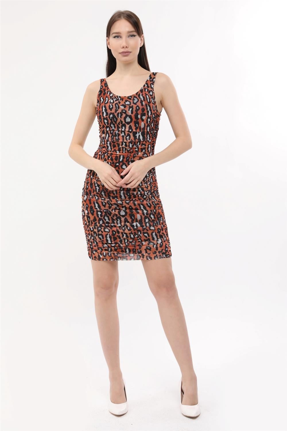 Leopar Desenli Elbise