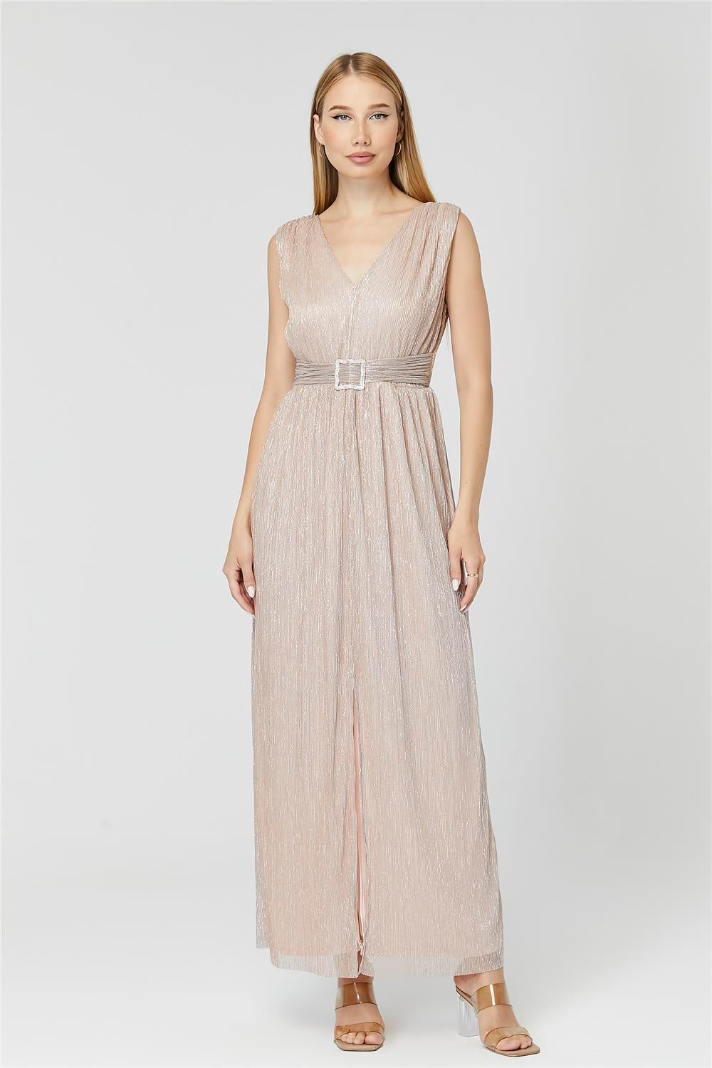 Simli Dv Yaka Elbise