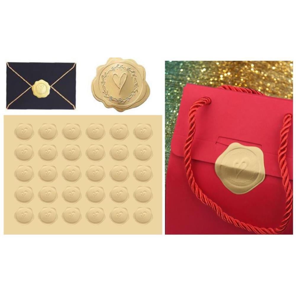 3D Kabartma Kendinden Yapışkanlı Çıkartma Etiket Altın Kalp Desen