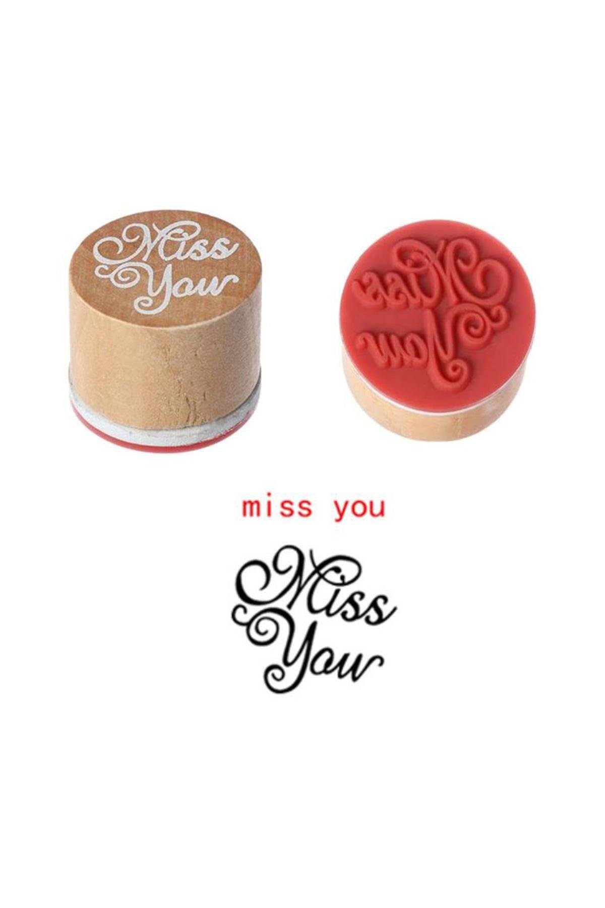 Ahşap Damga 3lü Mühür Set Love - Miss You - Thank You Temalı