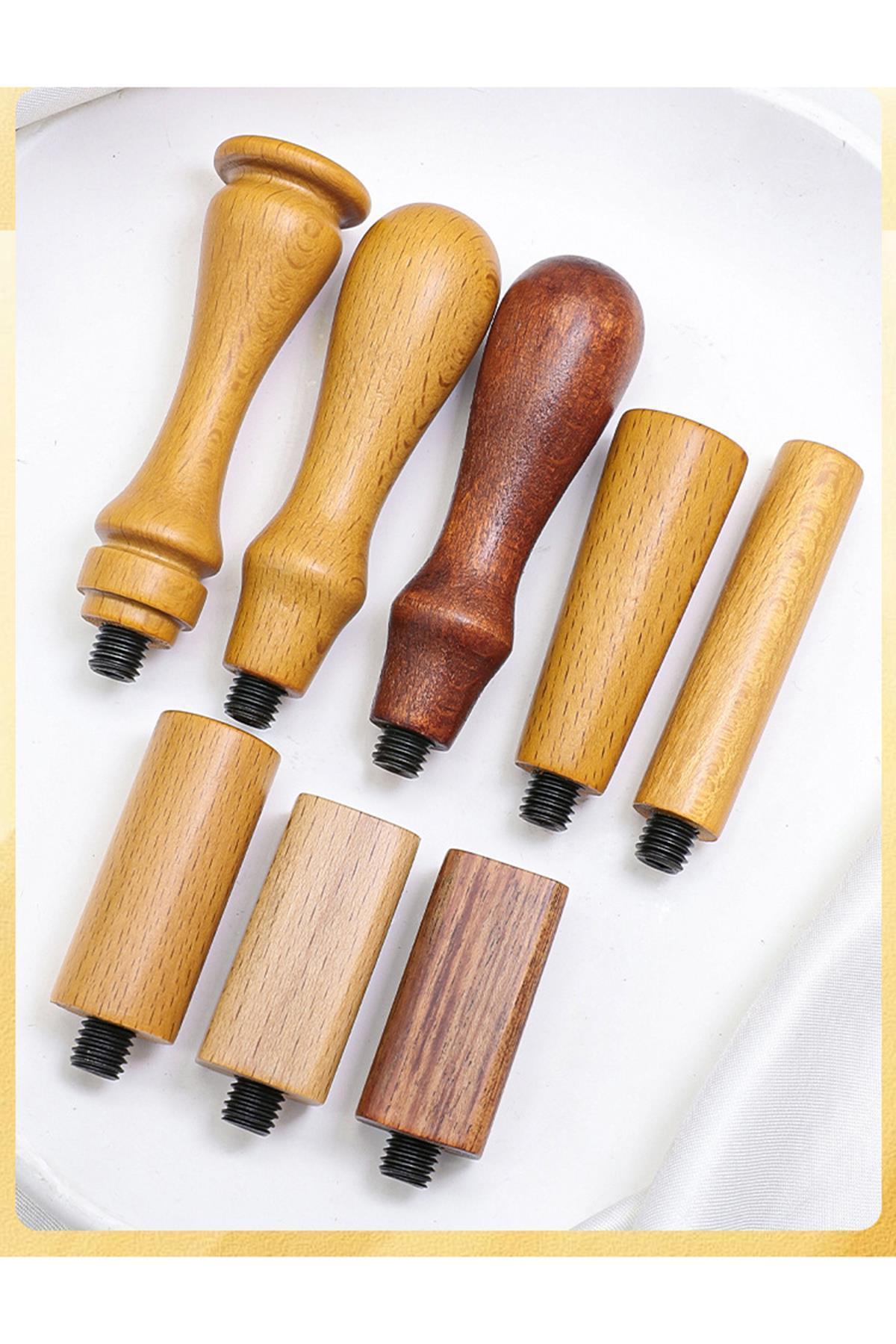 Ahşap Mum Mühür Sapı Cilalı Kayın Ağacı G19 Özel Tasarım M8 Dişli 