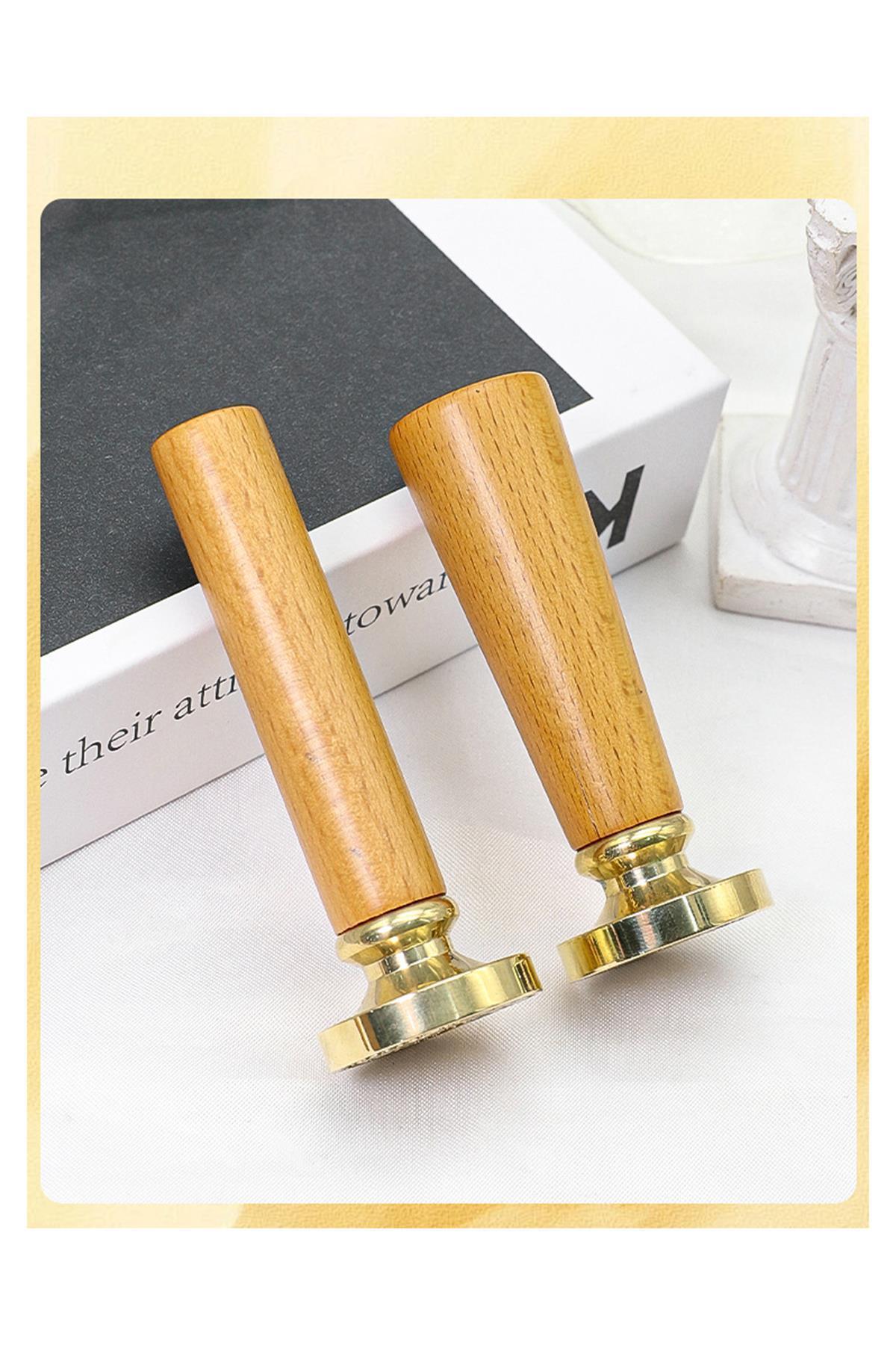 Ahşap Mum Mühür Sapı Cilalı Kayın Ağacı G19 Özel Tasarım M8 Dişli 